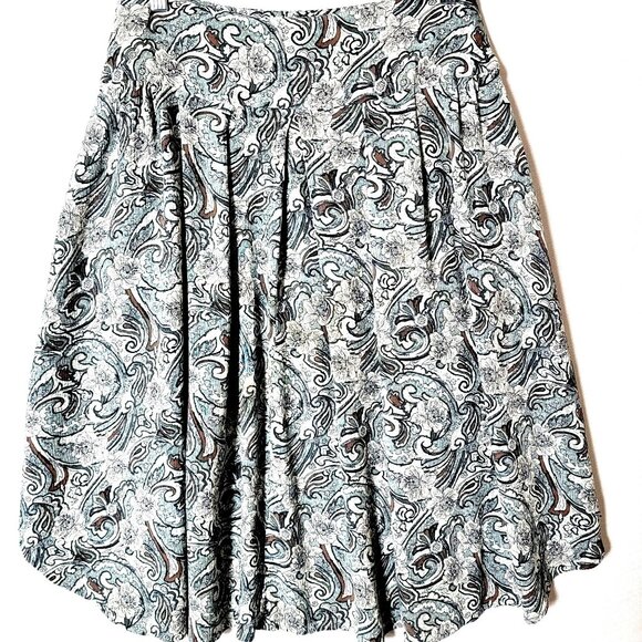 Episode Womens Skirt Sz 14 Pleated Knee Length Sage Green & White Paisley VTG - Picture 1 of 15